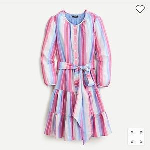 J.Crew Belted button-up dress in pastel stripe